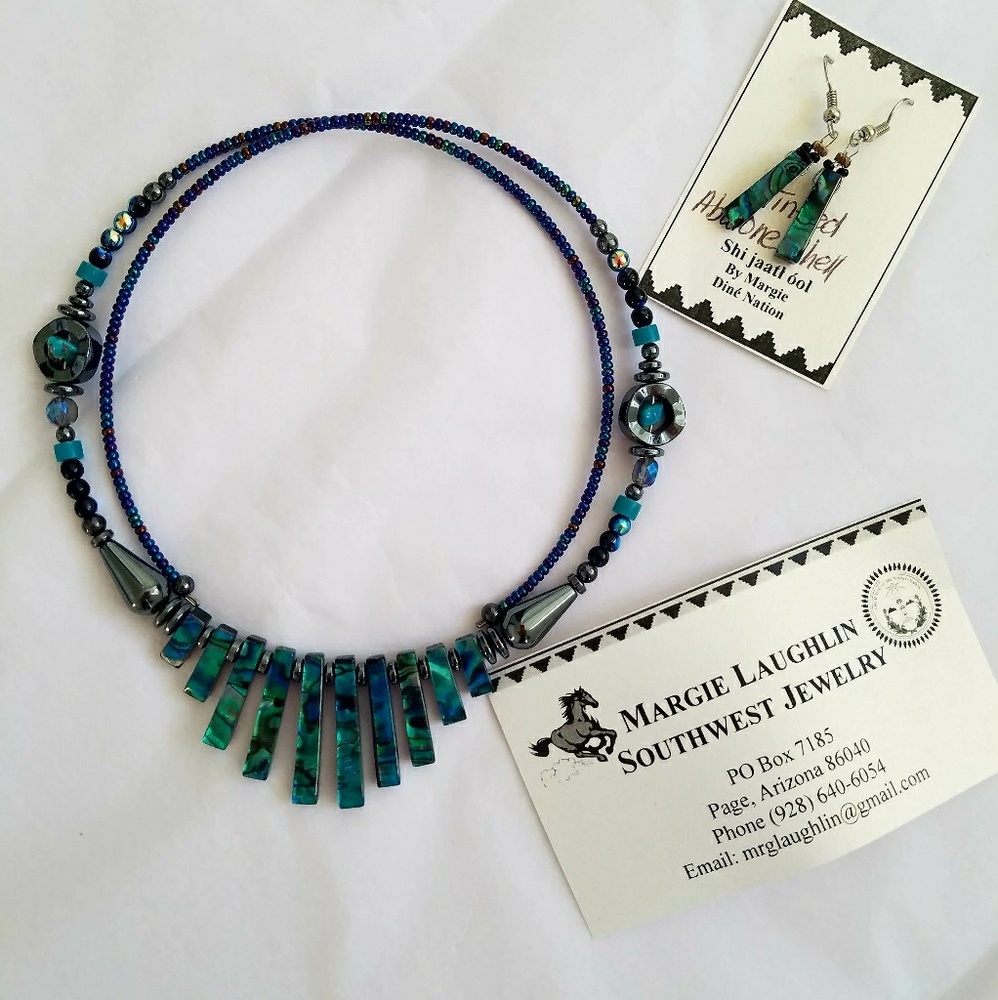 Margie Laughlin Abalone Necklace and Earrings